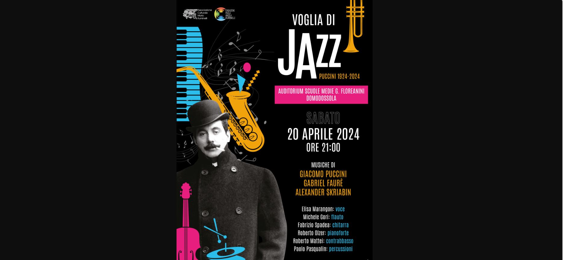 A Domodossola torna la “Voglia di Jazz”. Sabato 20 aprile, alle ore 21, con il concerto dal titolo “Puccini 1924-2024”