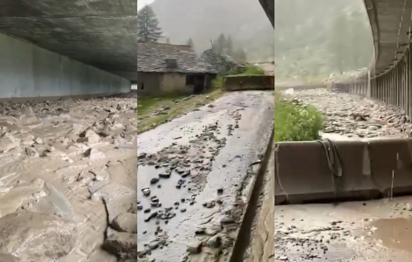 Sempione, strada bloccata da una frana prima di Simplon Dorf