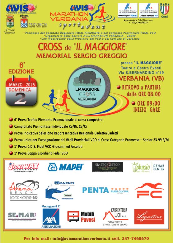 Domenica si corre il 6° Cross "Il Maggiore" - Memorial Sergio Greggio