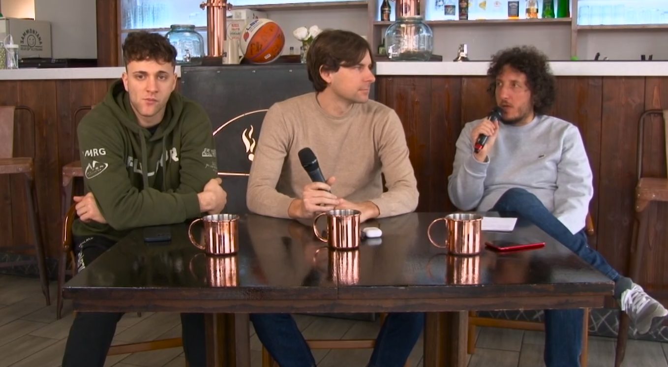 A Baskettando il playmaker Matteo Corgnati e il DS della Paffoni Filippo Fanchini