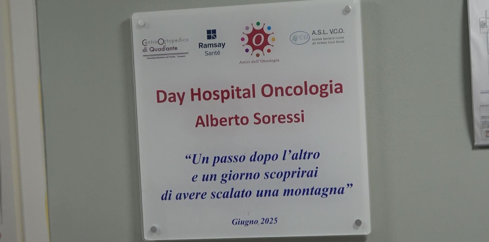 Il Day hospital oncologico presso il Coq di Omegna intitolato ad Alberto Soressi