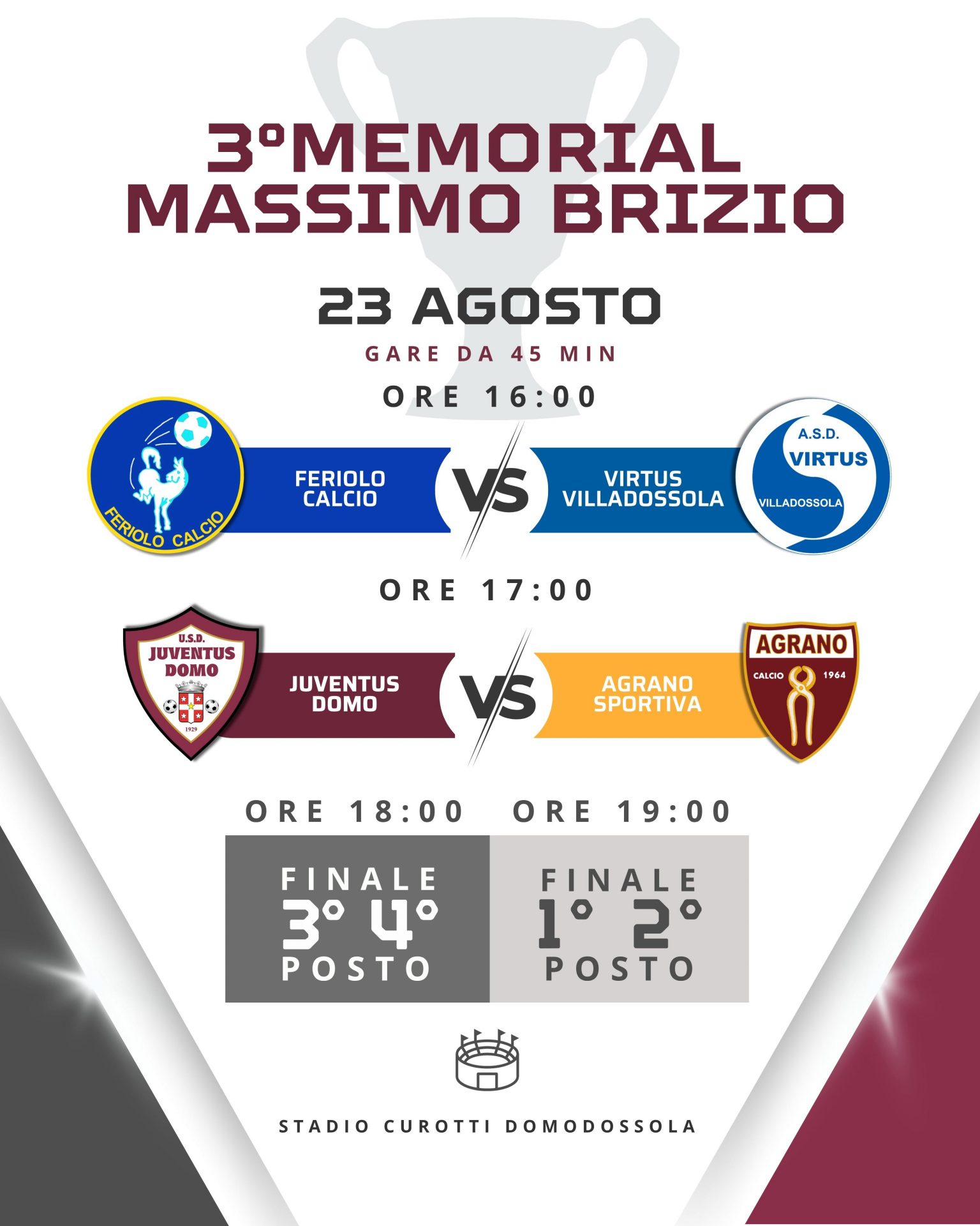 Alla Juventus Domo il 3° memorial Massimo Brizio