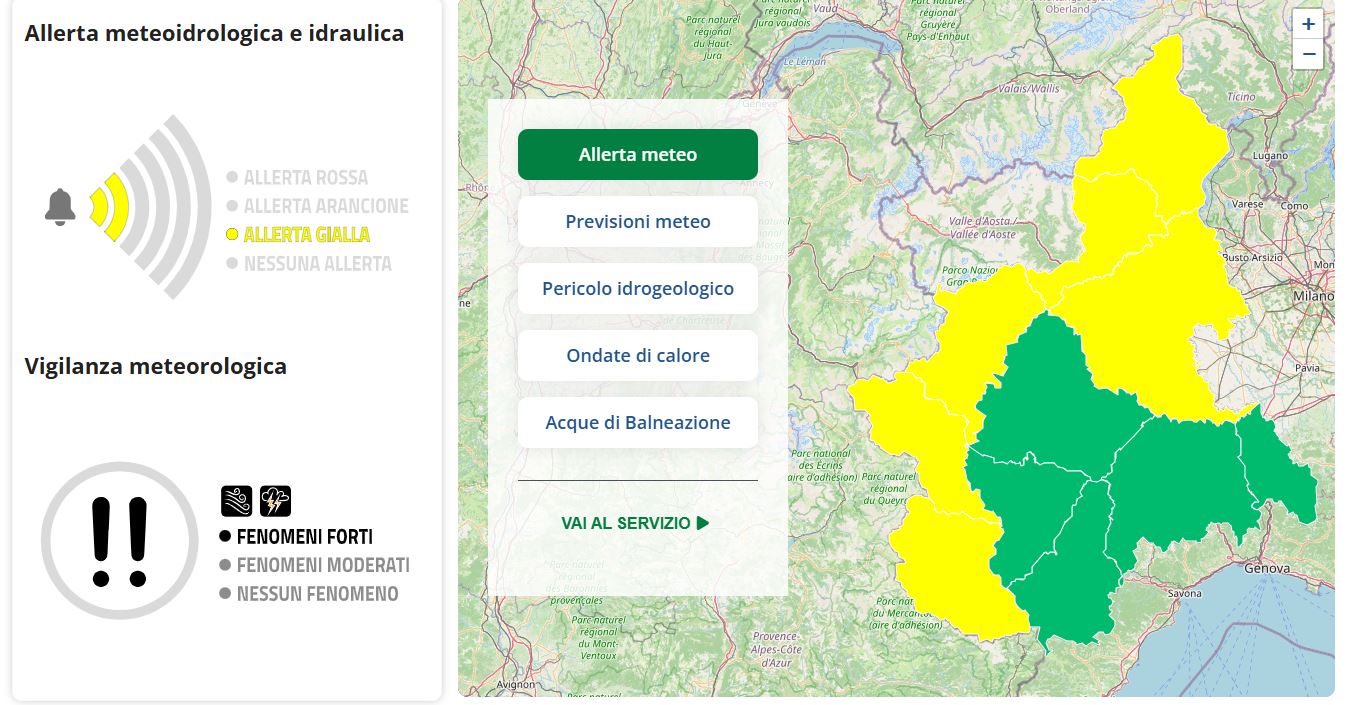 Maltempo: è di nuovo allerta gialla per Vco, Novarese e in generale in tutto l’Alto Piemonte