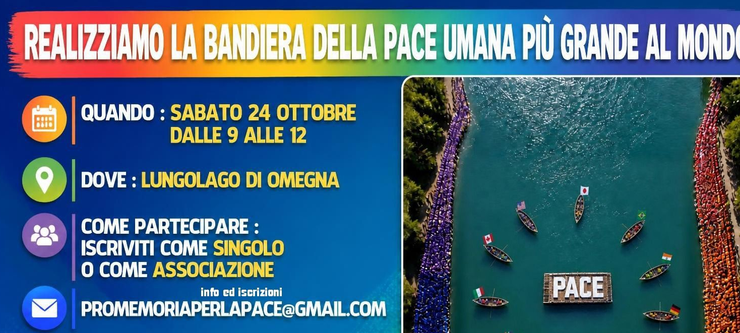Omegna da record : una grande bandiera umana della Pace