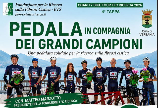 "Pedala in compagnia dei grandi campioni" sabato a Verbania per sostenere la ricerca sulla fibrosi cistica