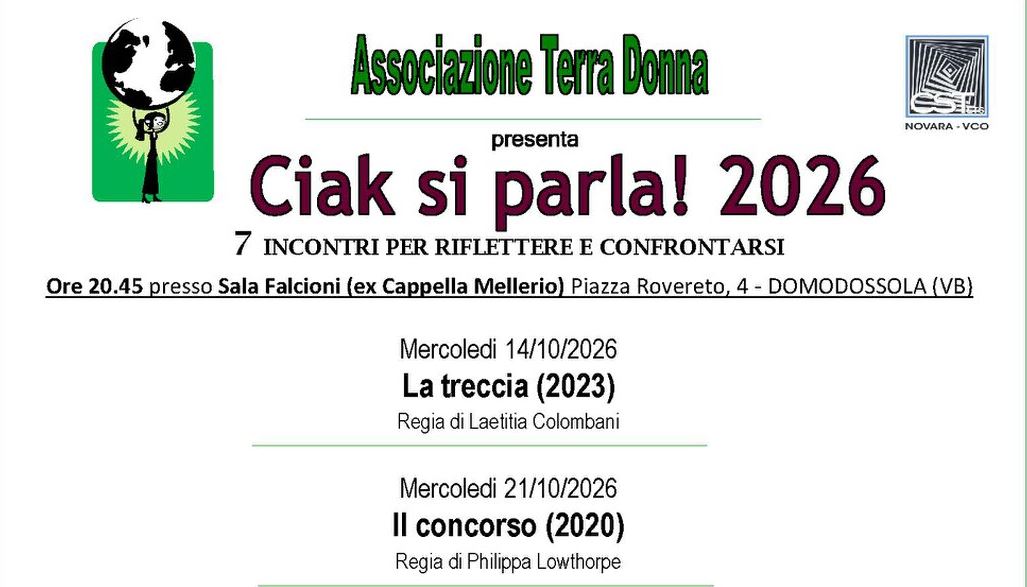 Parte stasera la 12ma edizione di "Ciak si parla!" con Terra Donna a Domodossola